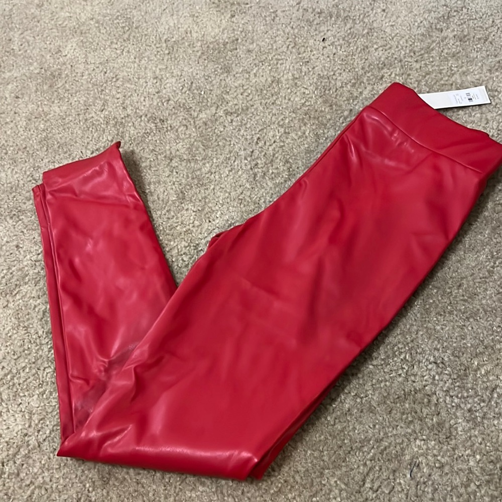 COPY - Red Faux Leather Leggings